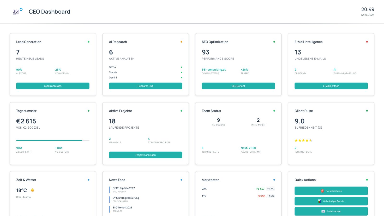 AI Business Coach — Bildschirmansicht