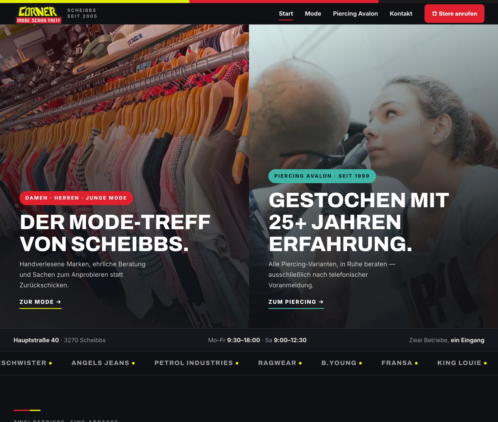 CORNER Mode.Schuh.Treff & Piercing Avalon — Bildschirmansicht