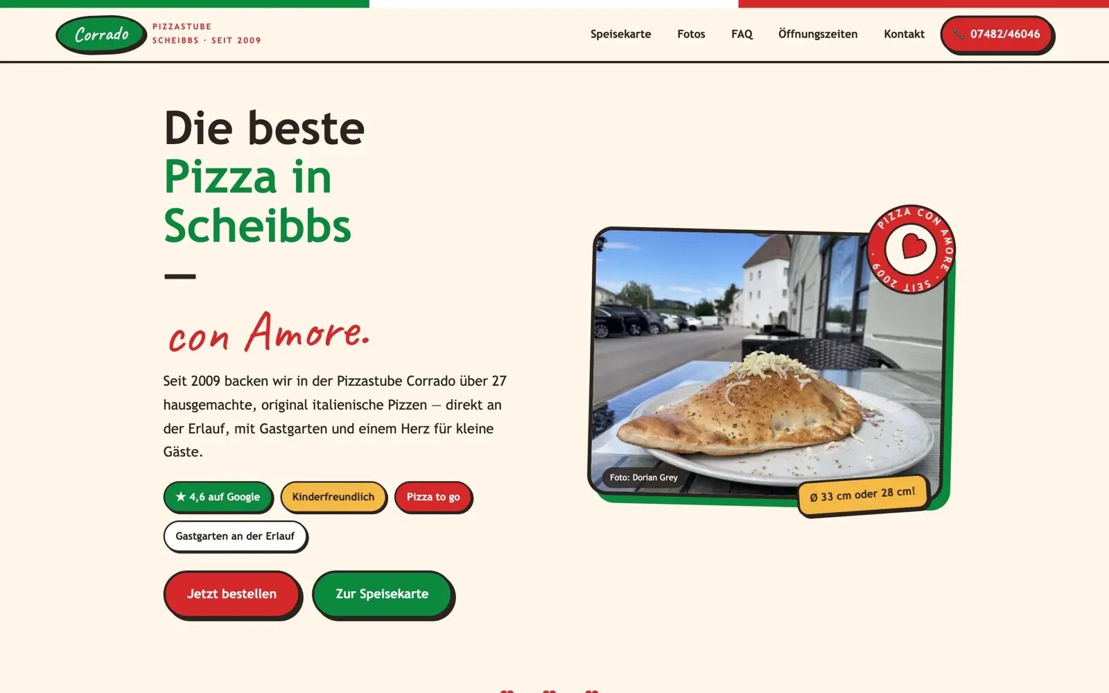 Pizzastube Corrado — Bildschirmansicht