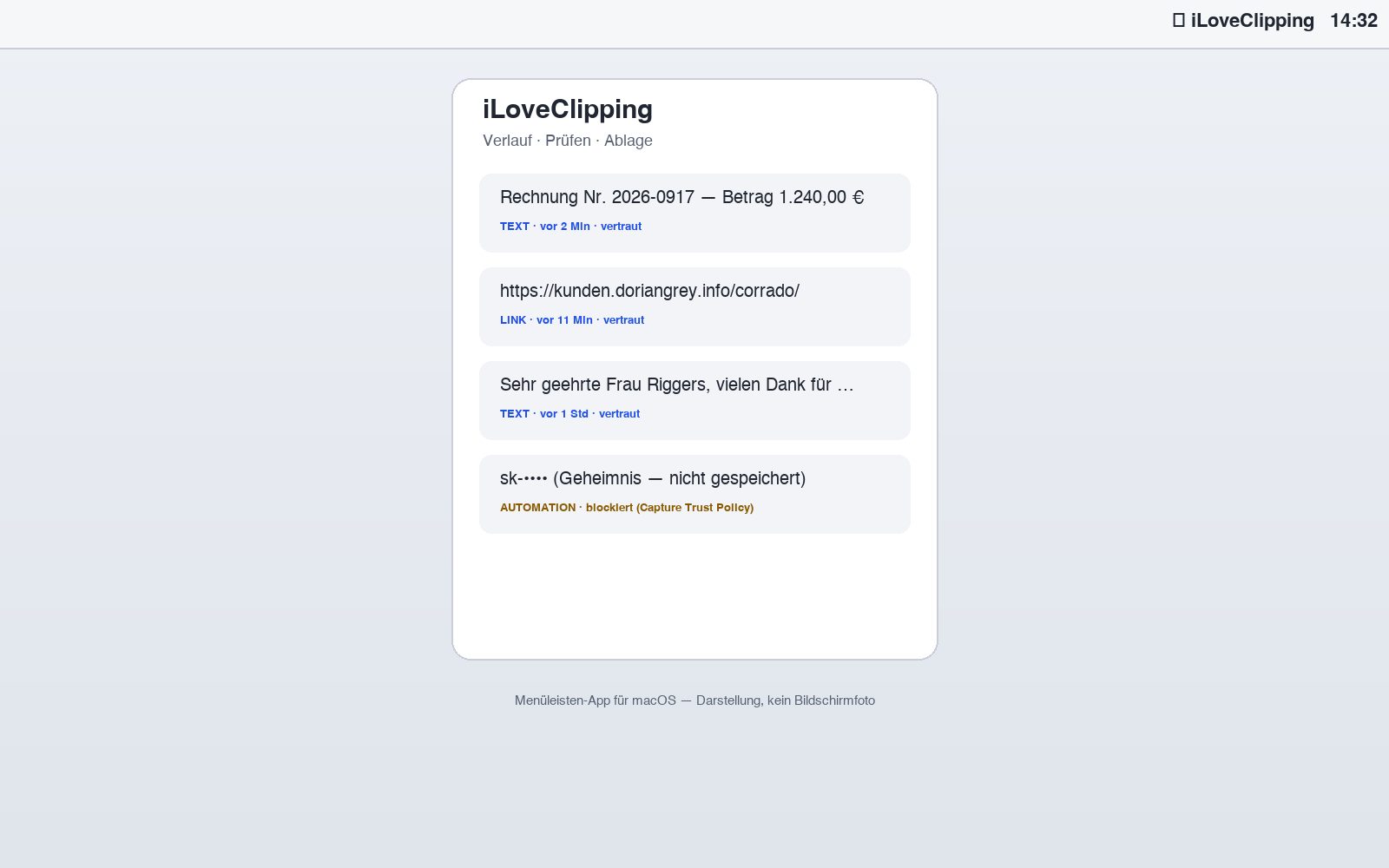 iLoveClipping — Bildschirmansicht