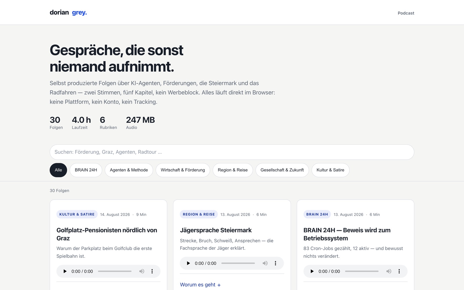 Podcast Hub — Bildschirmansicht