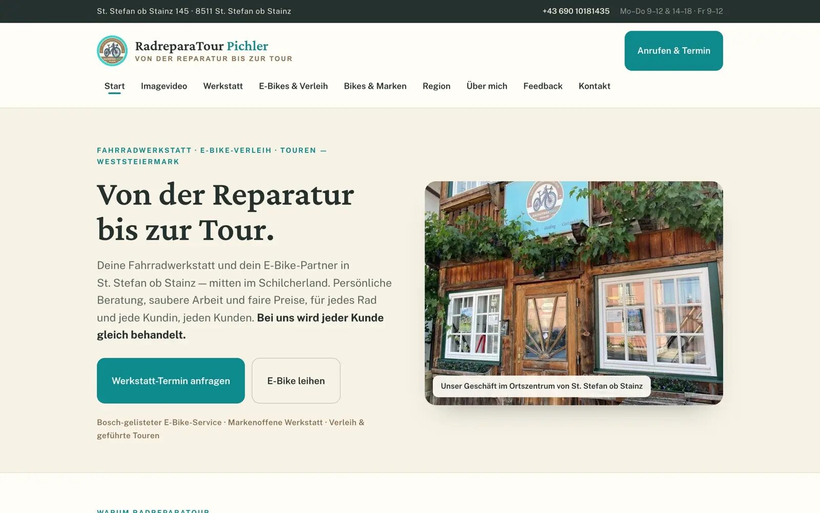 RadreparaTour Pichler — Bildschirmansicht