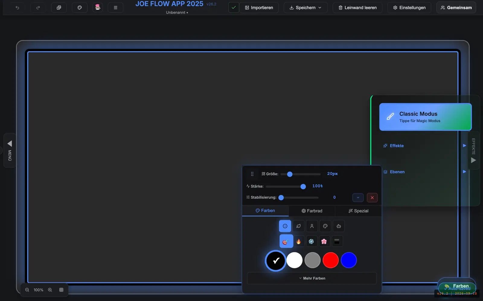 Zeichen-App — Bildschirmansicht